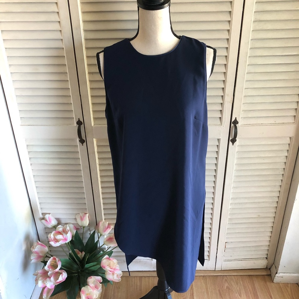 WHBM Lillian Asymmetrical Navy Blue Tunic Dress
